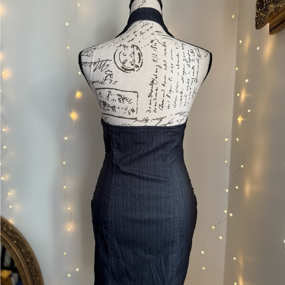 Y2K Denim Halter Dress with Belt - Picture 3 of 4